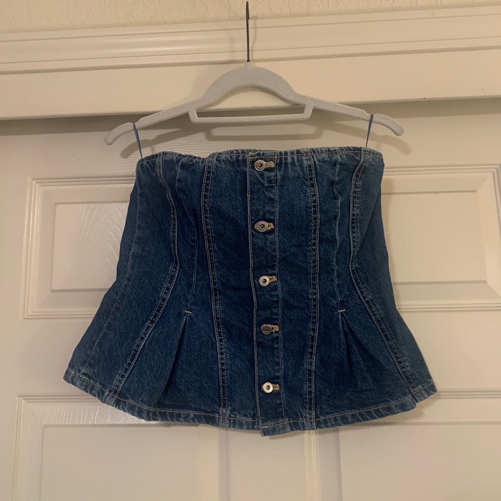 Zara Denim Tube Top Bustier